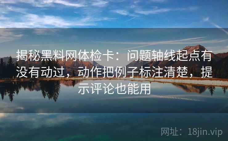 揭秘黑料网体检卡：问题轴线起点有没有动过，动作把例子标注清楚，提示评论也能用
