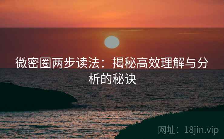 微密圈两步读法:揭秘高效理解与分析的秘诀 微密圈两步读法:揭秘高效理解与分析的秘诀